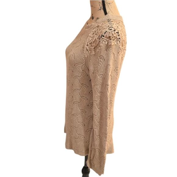 Andree by Unit Beige‎ Victorian Crochet Lace Inset Sweater Women's Size Medium - Picture 3 of 9